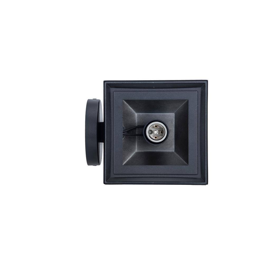 Hampton Bay ASHTON 1-Light Black Outdoor Wall Mount Lantern Sconce with Seeded Glass 5284002012