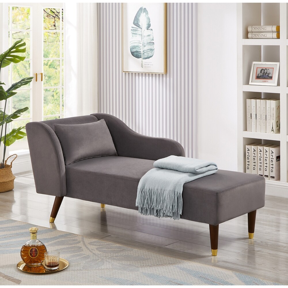 Modern Chaise Lounge Chair Velvet Upholstery