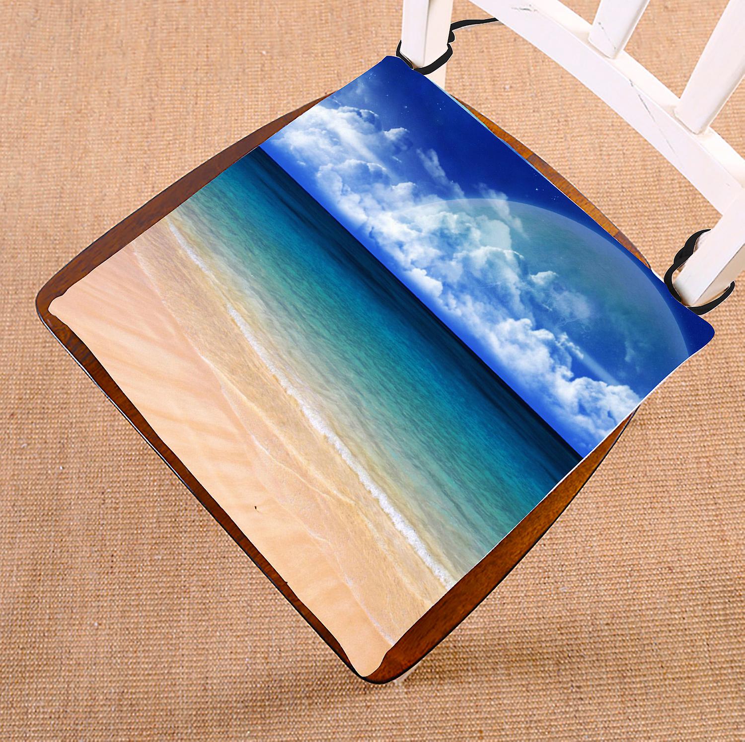 Blue Seashore Chair Pad Seat Cushion Chair Cushion Floor Cushion 40x40 Cm