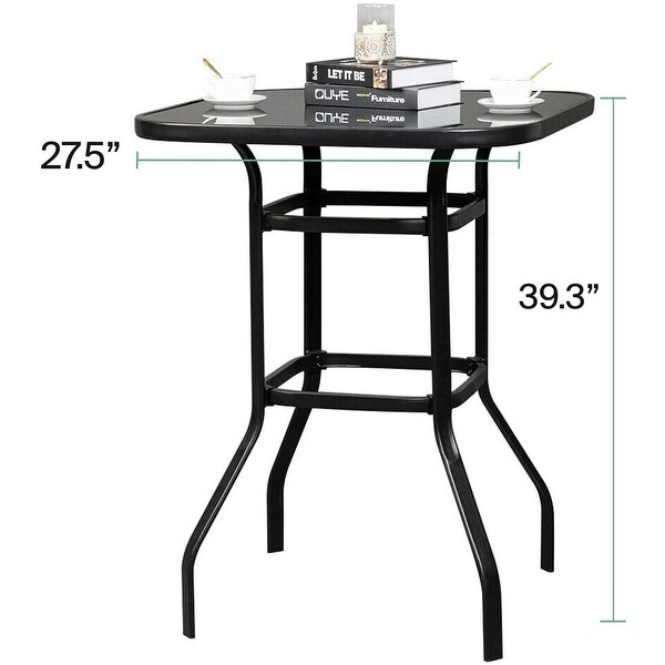 Pyramid Home Decor Patio Tempered Glass Bar Table