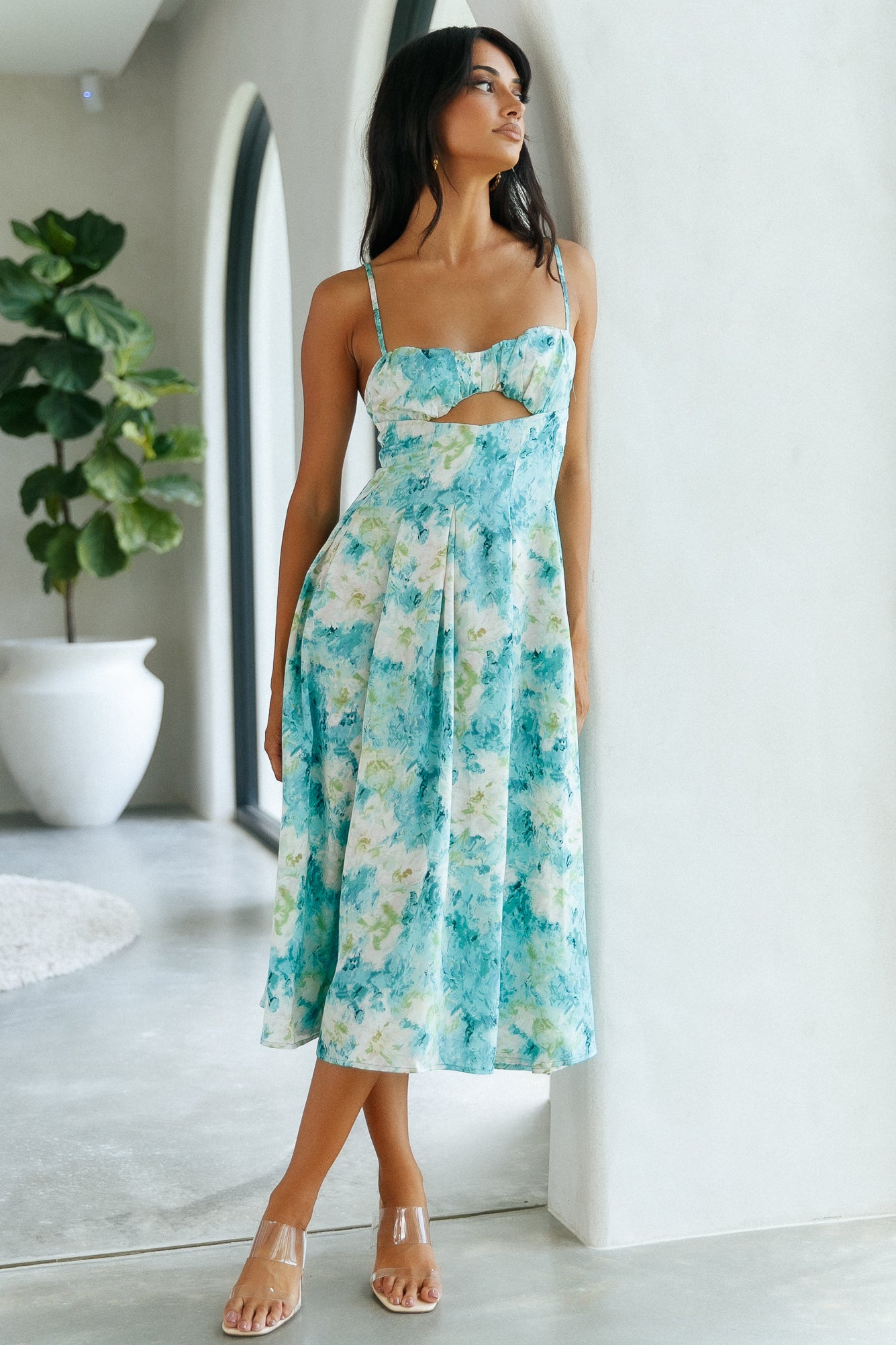 Sunny Skies Midi Dress Aqua