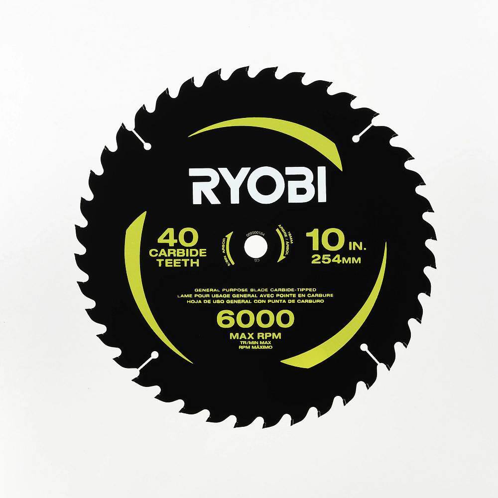 RYOBI 10 in. 40 Carbide Teeth Thin Kerf Miter Saw Blade A181002