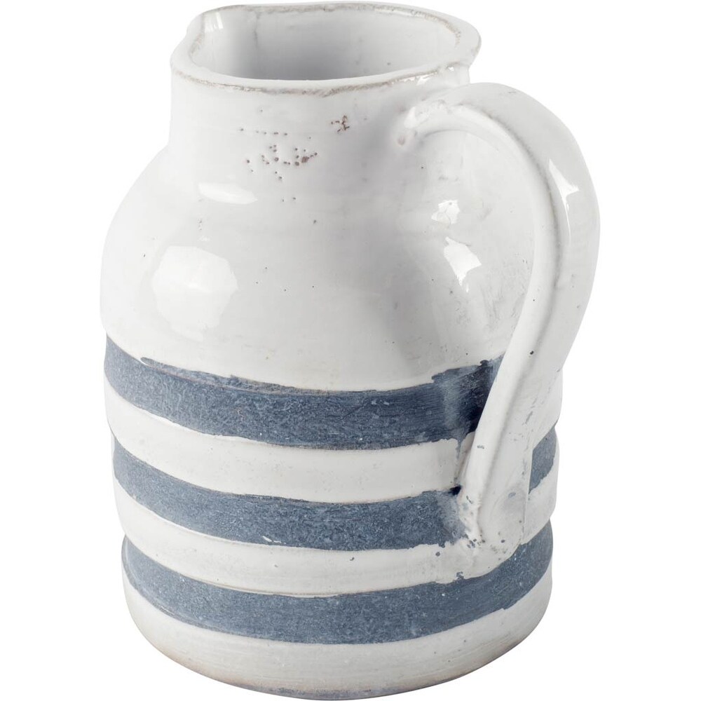 Harmon II White Blue Ceramic Jug (Large)