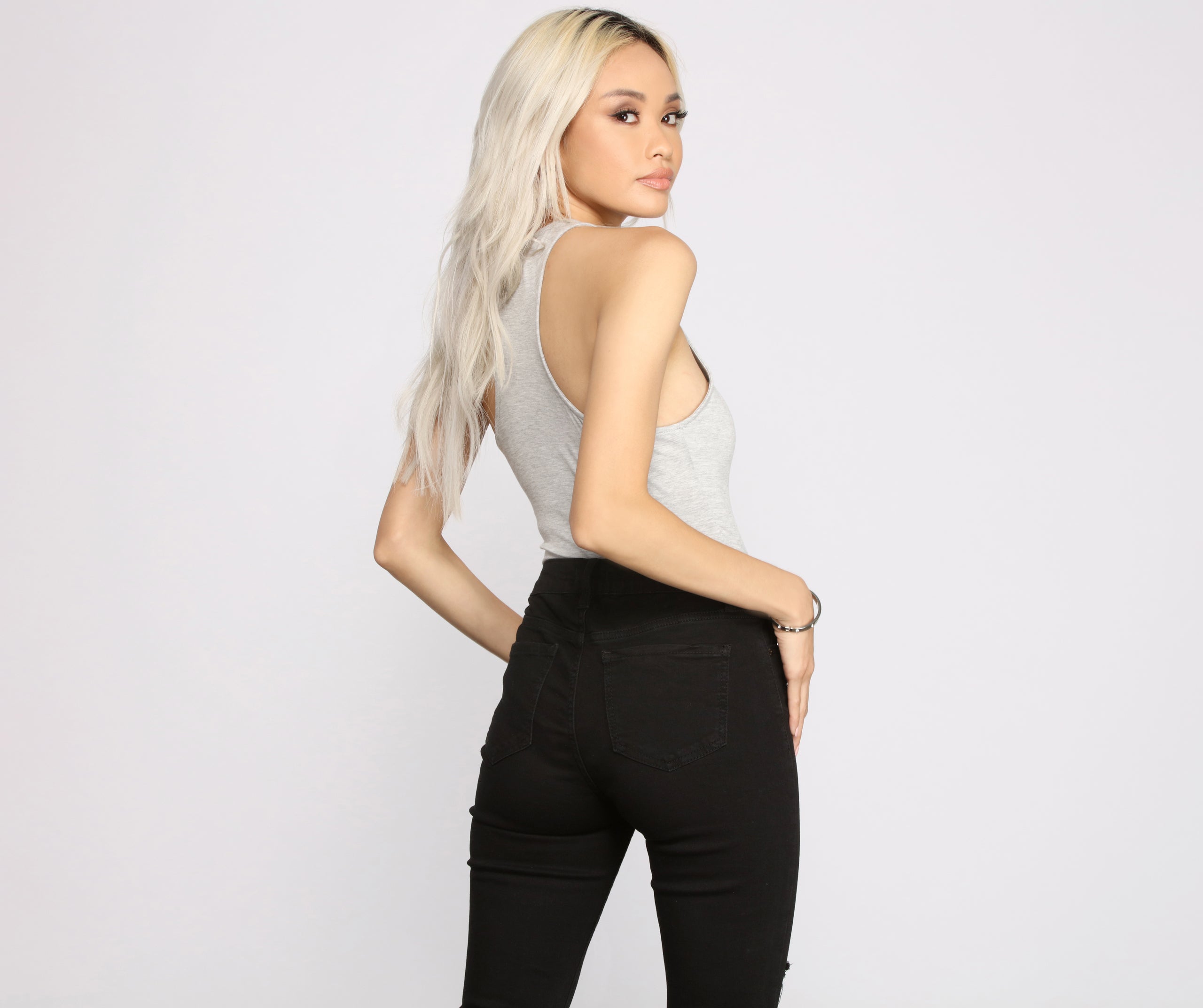 Jersey-Knit Racer Back Bodysuit