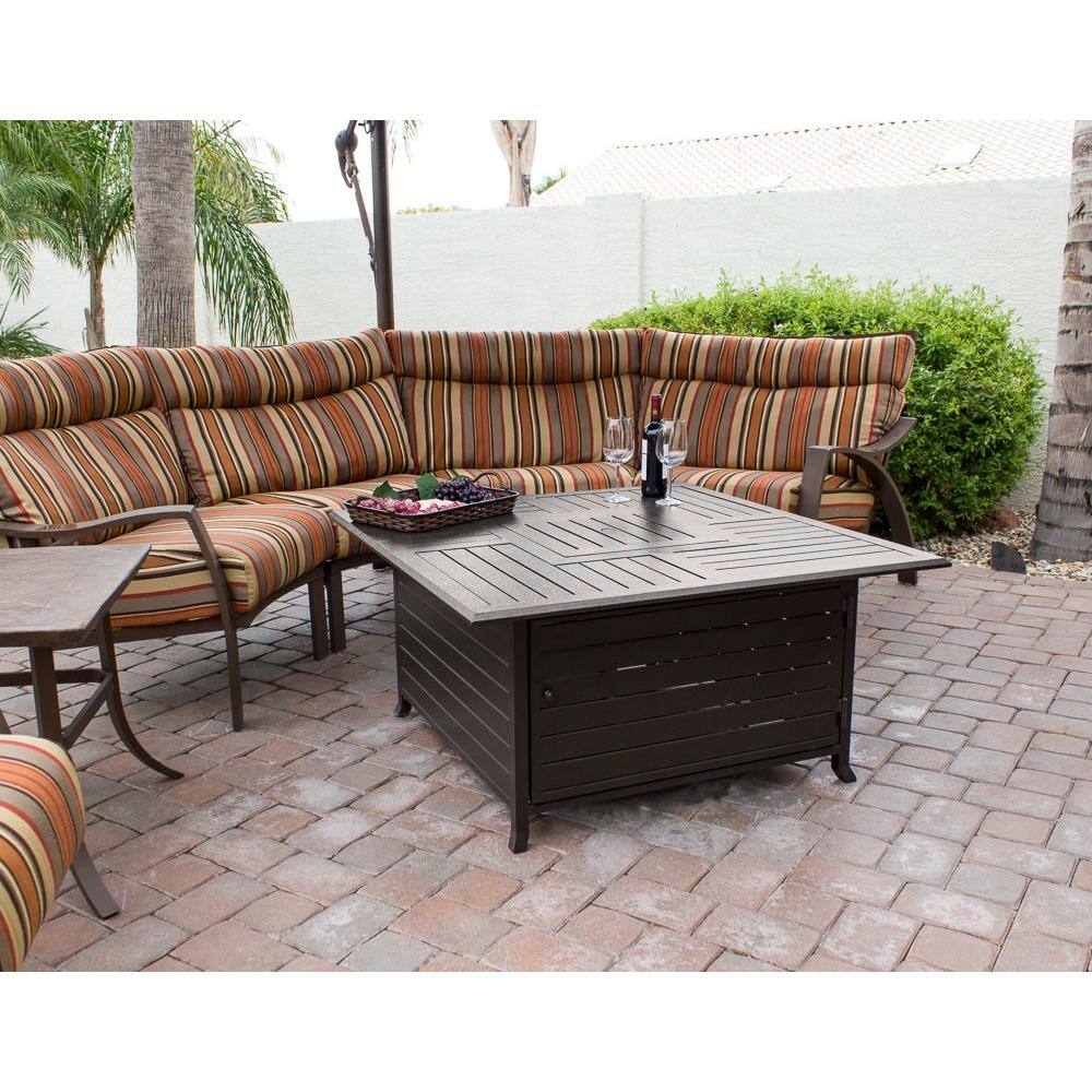 AZ Patio Heaters 45 in. Square Slatted Aluminum Firepit in Bronze F-1108-FPT