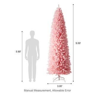 9 ft. Pink Pencil Tinsel Artificial Christmas Tree