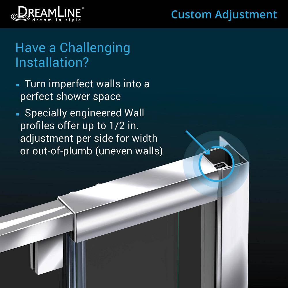 DreamLine Flex 56 in. - 60 in. W x 58 in. H Pivot Semi-Frameless Tub Door in Brushed Nickel SHDR22605800-04