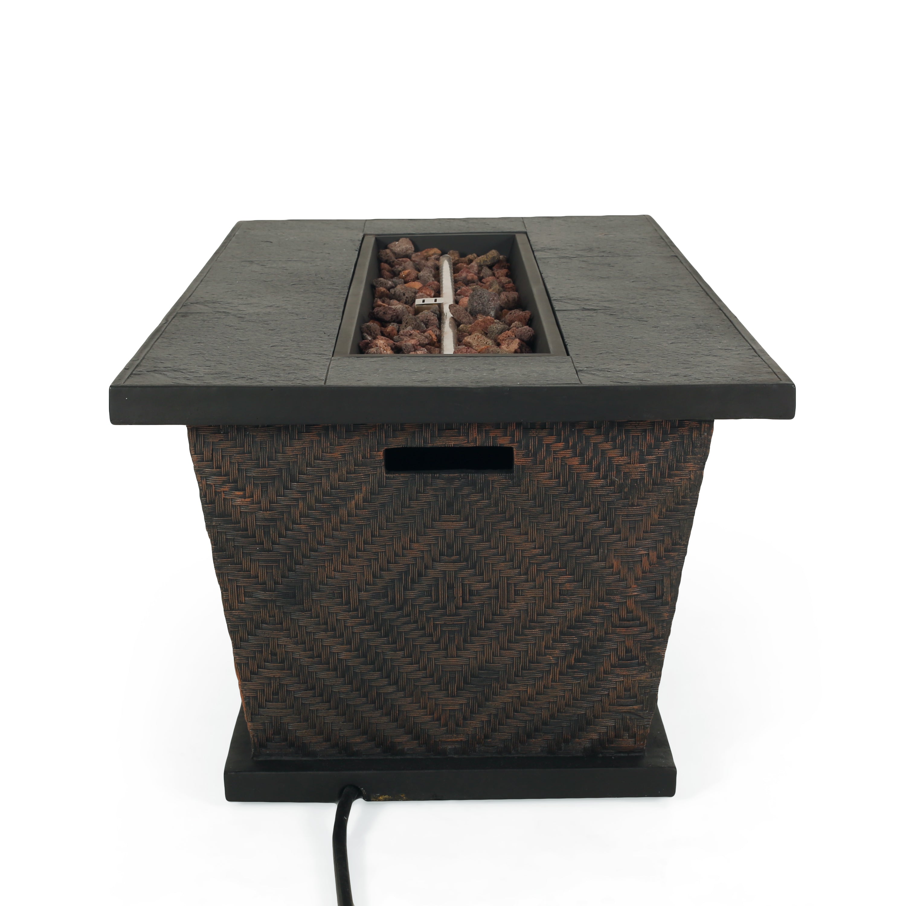 La Jolla Outdoor 50,000 BTU Lightweight Concrete Rectangular Fire Pit (No Tank Holder), Brown