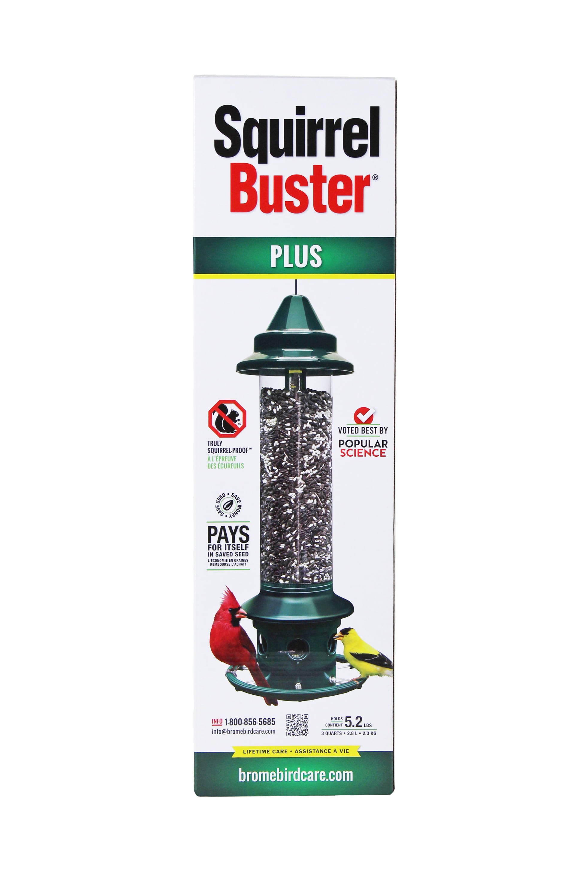 Brome Squirrel Buster Plus Bird Feeder w/ Cardinal Perch Ring 1024 - Squirrel Proof