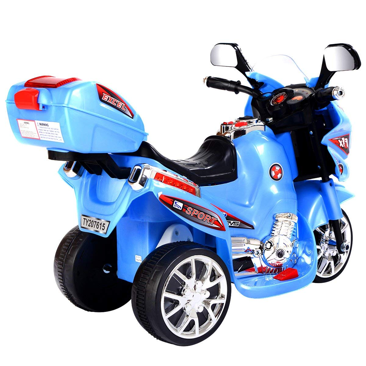 Costzon Ride On Motorcycle, 6V Battery Powered 3 Wheels Electric Bicycle, Ride On Vehicle with Music, Horn, Headlights