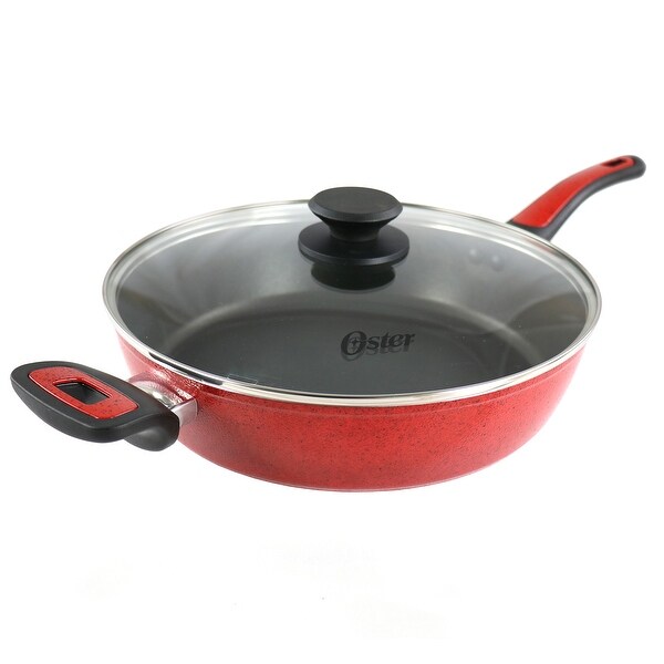 3.8 Quart Nonstick Saute Pan With Lid in Speckled Red