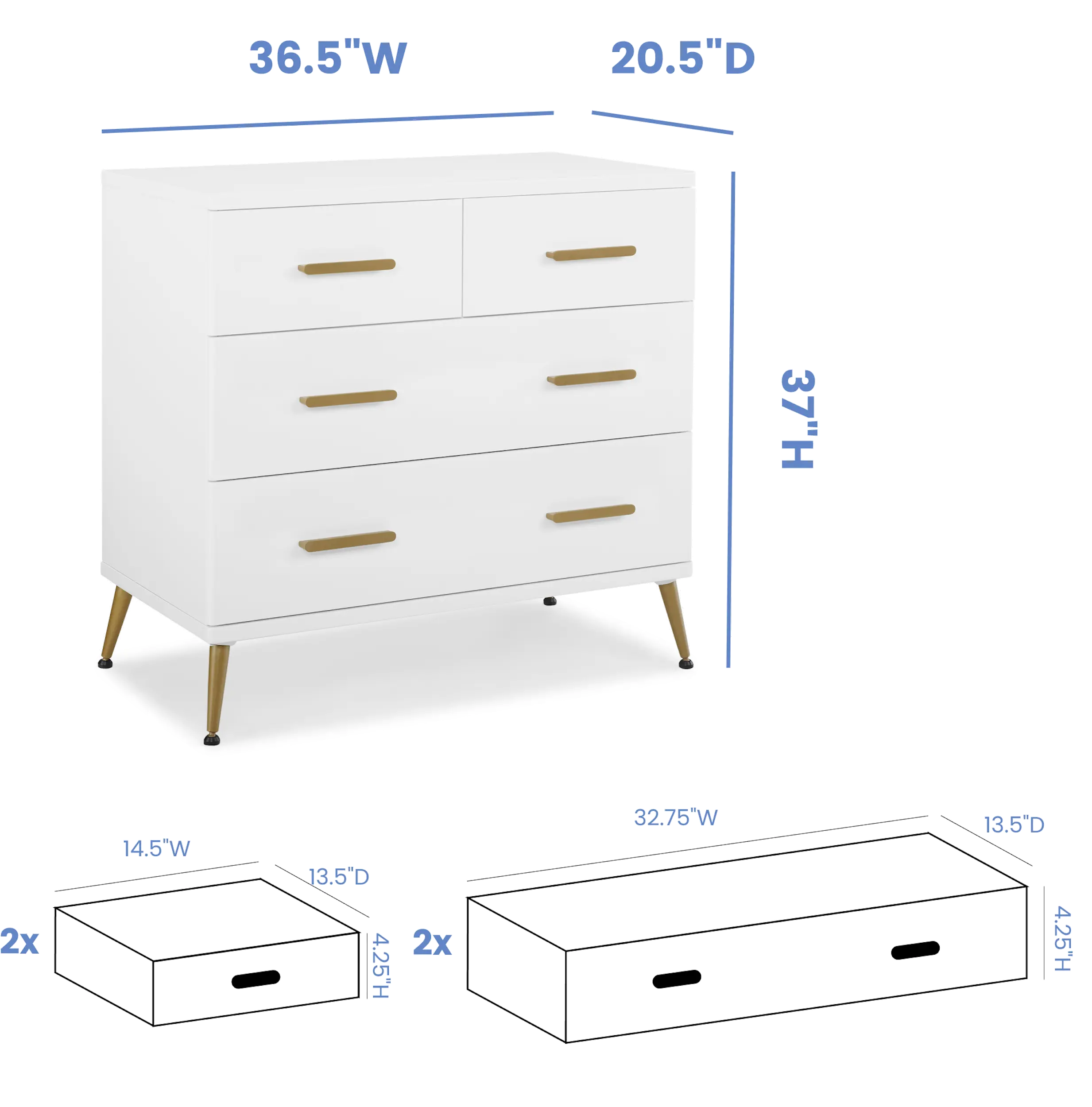 Sloane White Dresser with Changing Top