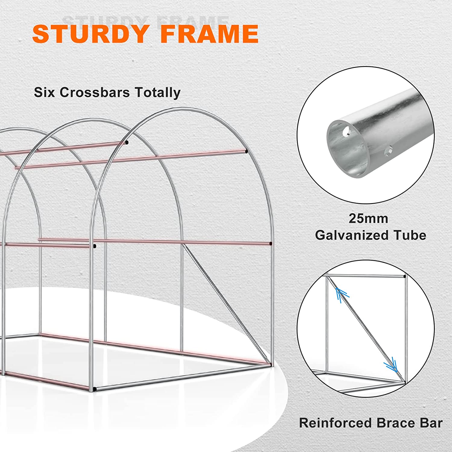 Oarlike Greenhouse for Outdoors 10x7x7FT Upgraded Large Hot House for Green Garden Plant w/ Heavy Duty Galvanized Steel Frame Portable Walk-in Tunnel Tent