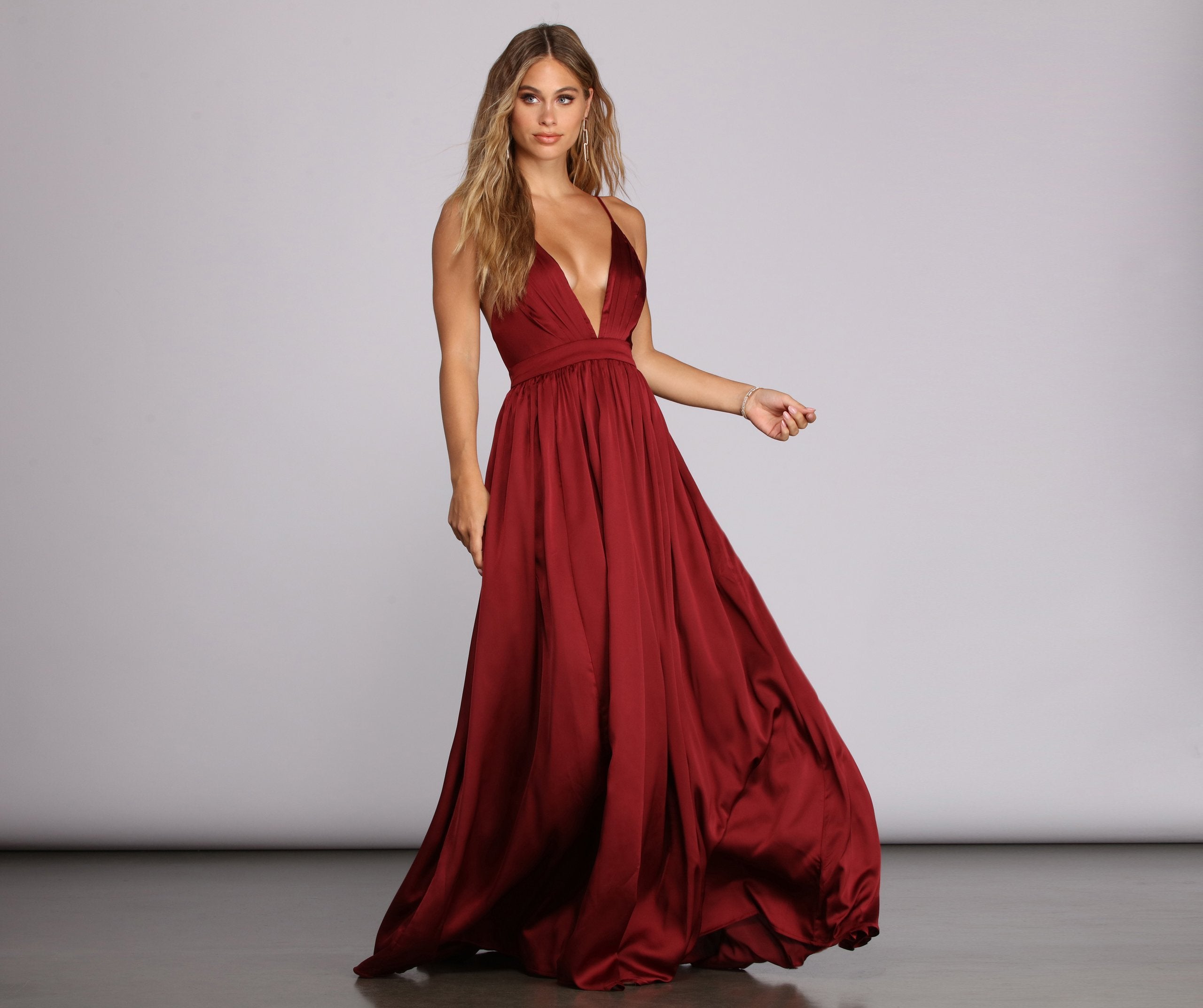 PLACEHOLDER - Nerissa Pleated Satin Gown