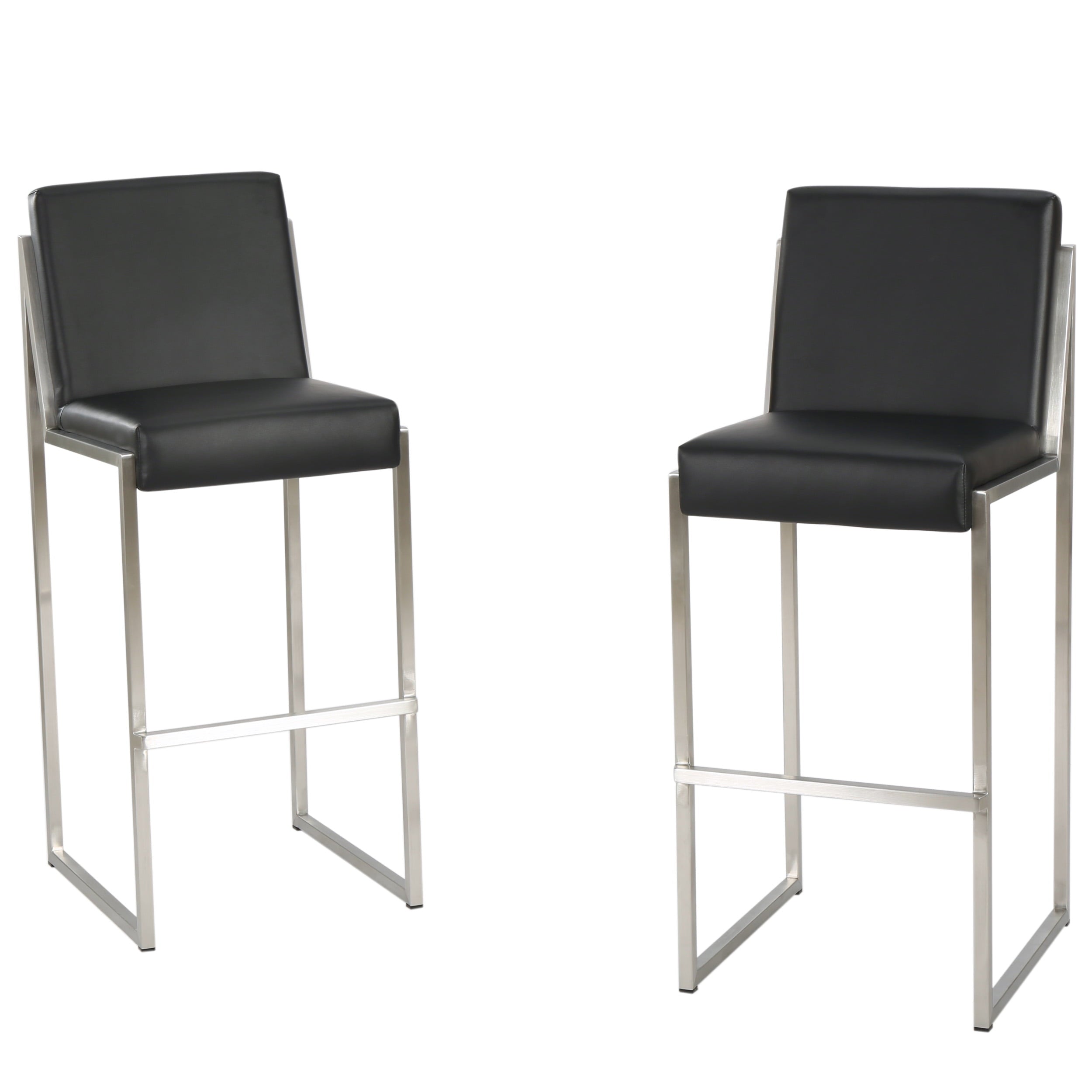 GDF Studio October Black Leather Barstool， Set of 2