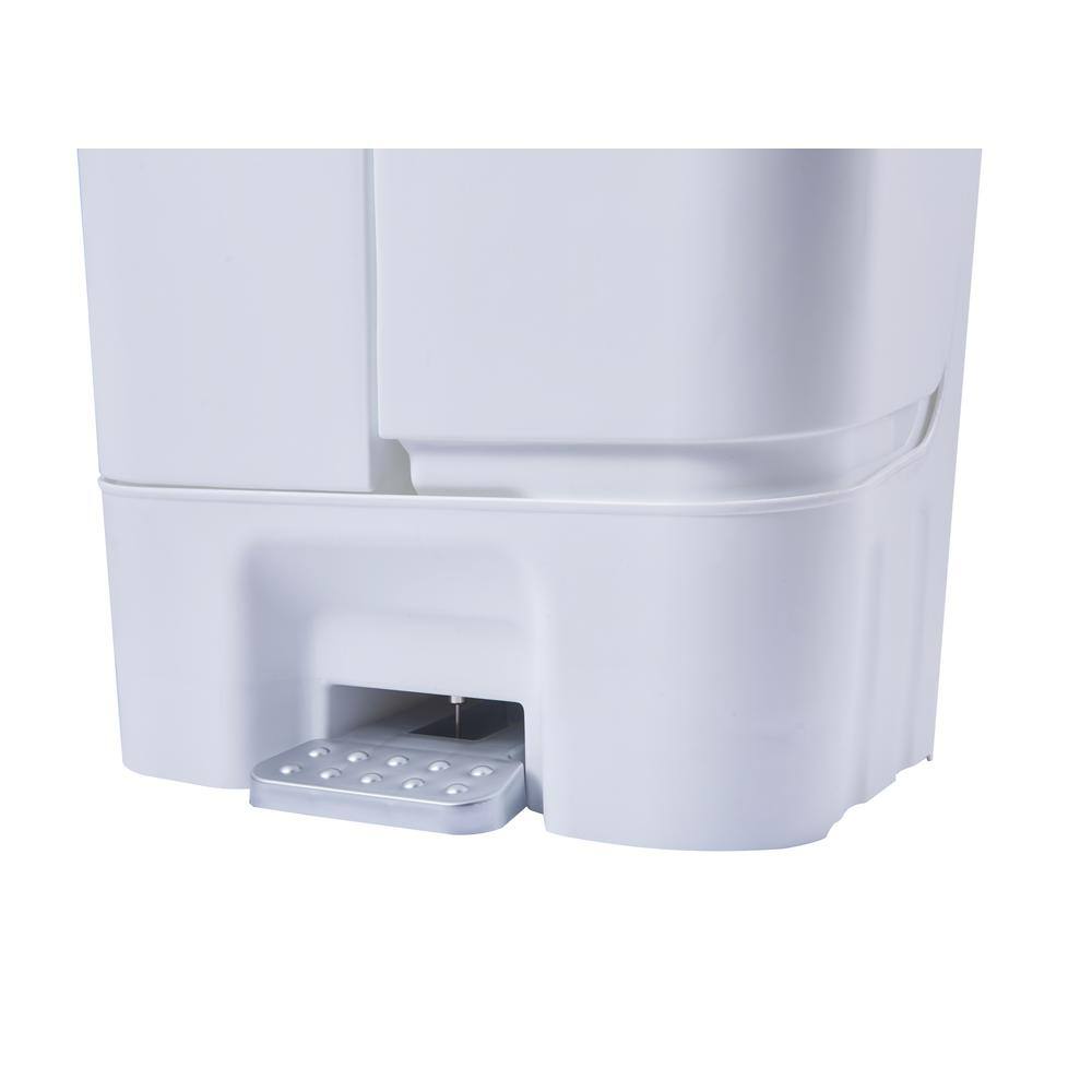 Step N' Sort 11 Gal. White Dual Plastic Trash and Recycling Bin with Slow Close Lid SNS402-W