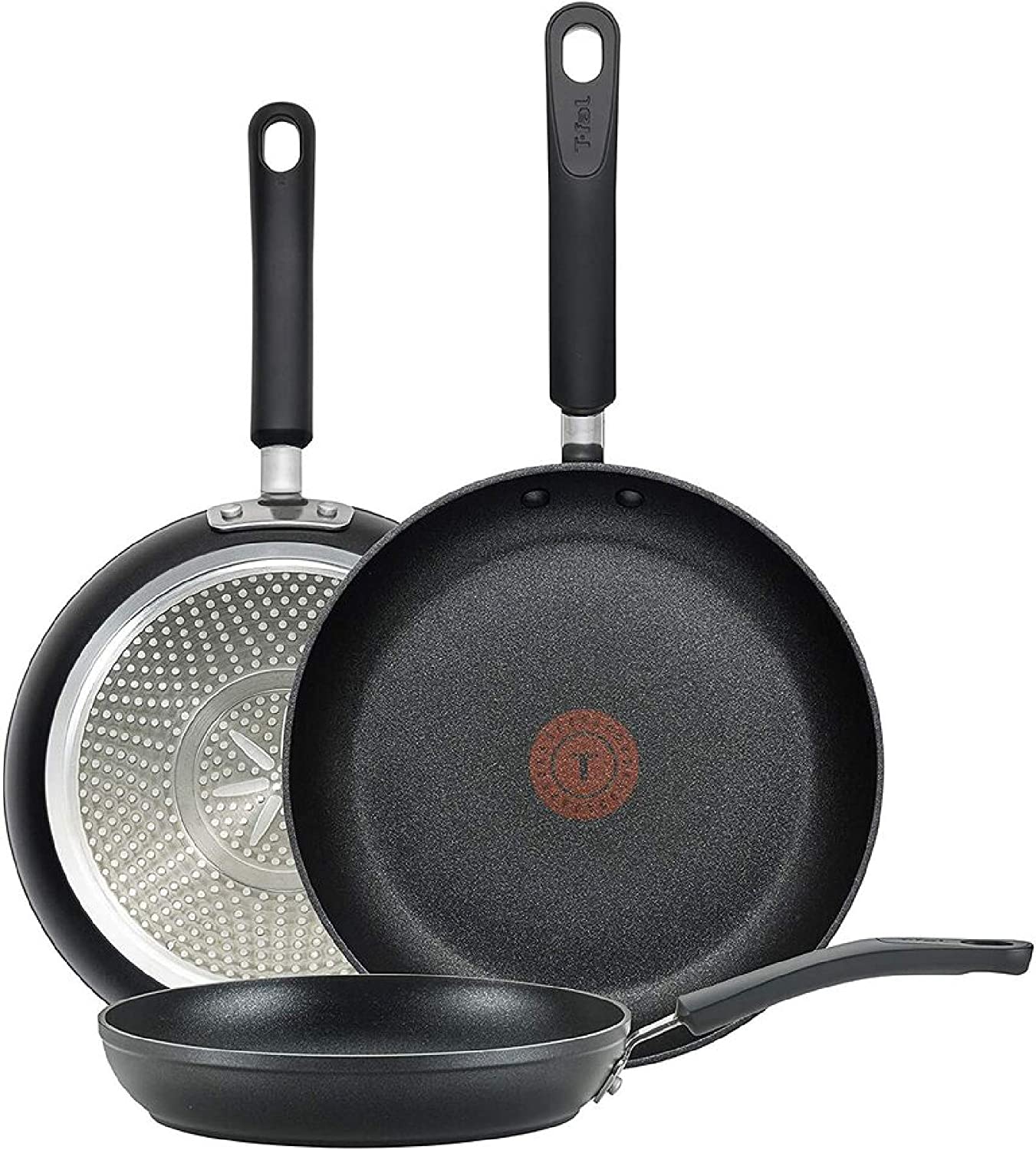 T-fal E938S3 Professional Total Nonstick Thermo-Spot Heat Indicator Fry Pan Cookware Set， 3-Piece， 8-Inch 10.5-Inch and 12.5-Inch， Black