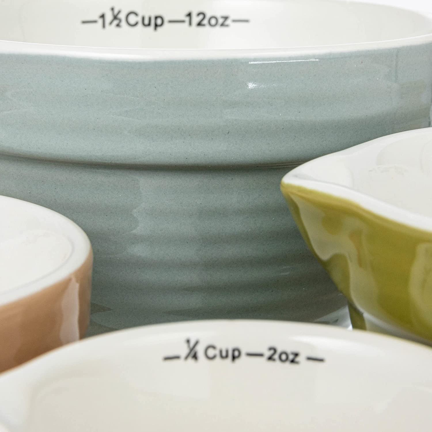 Creative Co-Op Stoneware Batter Bowl， Set of 4 Sizes， Multicolor Measuring Cups， Multi