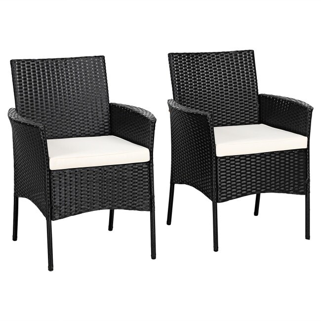 2 pieces Patio Wicker Chairs with Cozy Seat Cushions - 25