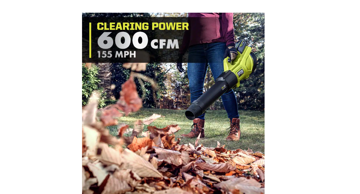 RYOBI RY404130VNM 40V HP Brushless Whisper Series 155 MPH 600 CFM Cordless Battery Leaf Blower with 4.0 Ah Battery and Charger