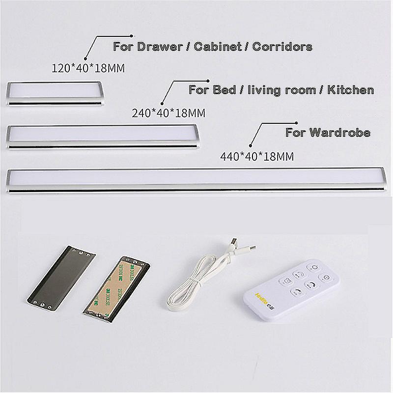 12cm 24cm 44cm Led Under Cabinet Light Remote Controller Aluminum Closet Light Wireless Dimming Night Light Kitchen Lights