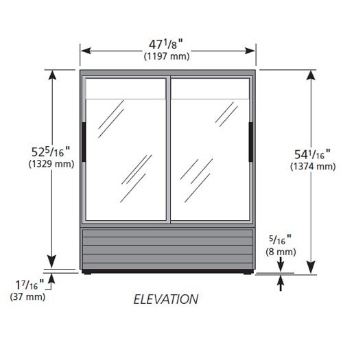 True GDM-41SL-54-HC-LD Low Height Glass Door Merchandiser - Two Door - 17 Cu. Ft.， Black