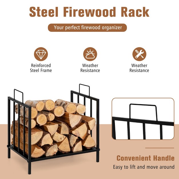 Costway 18 x27 x27 firewood Storage Rack Steel Firewood Storage Log Holder W Handle