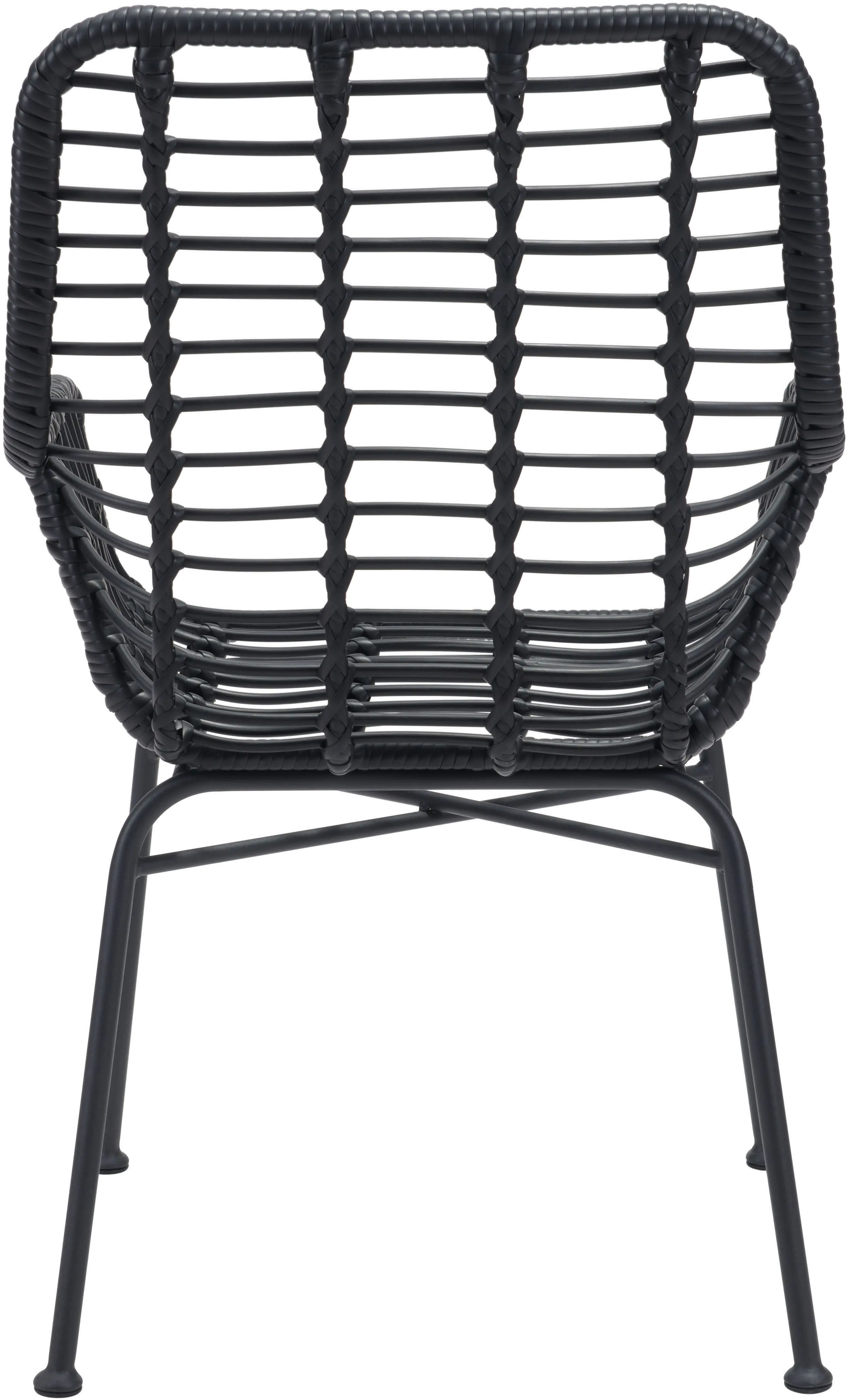 Pair of Black Modern Patio Dining Chairs - Lyon