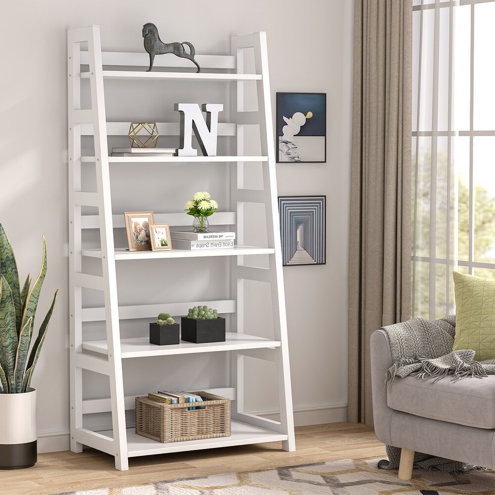 5 Tier Ladder Shelves  Bookshelf Bookcase for Living Room