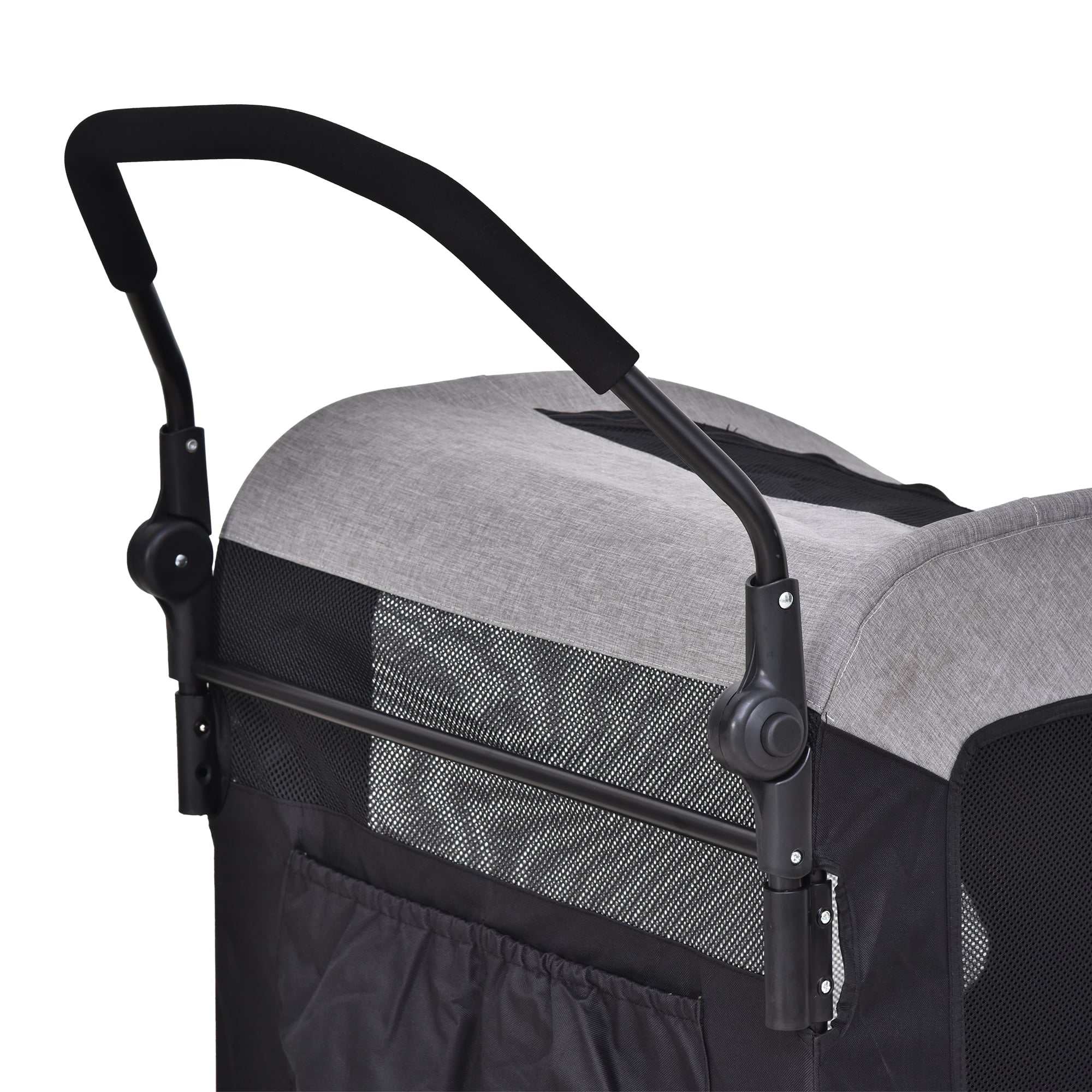 PawHut Foldable Dog Stroller with Storage Pocket， Oxford Fabric for Medium or Large Size Dogs， Grey