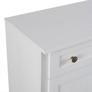 Runesay 54 in. W x 15.7 in. D x 31.5 in. H Antique White MDF Ready to Assemble Kitchen Cabinet Sideboard with Drawers and Doors KCAW-2242