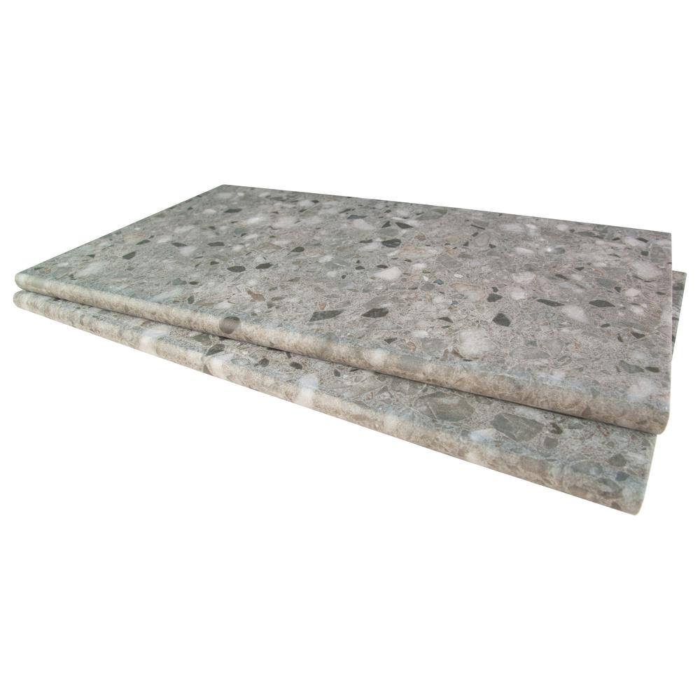 MSI Terrazo Gris 13 in. x 24 in. x 0.75 in. Glazed Porcelain Pool Coping (26 Pieces56.33 sq. ft.Pallet) LCOPNTERGRI1324