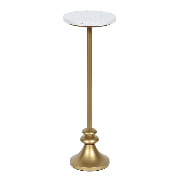 Gold Pedestal - Drinking Table With White and Gold Flaked Top