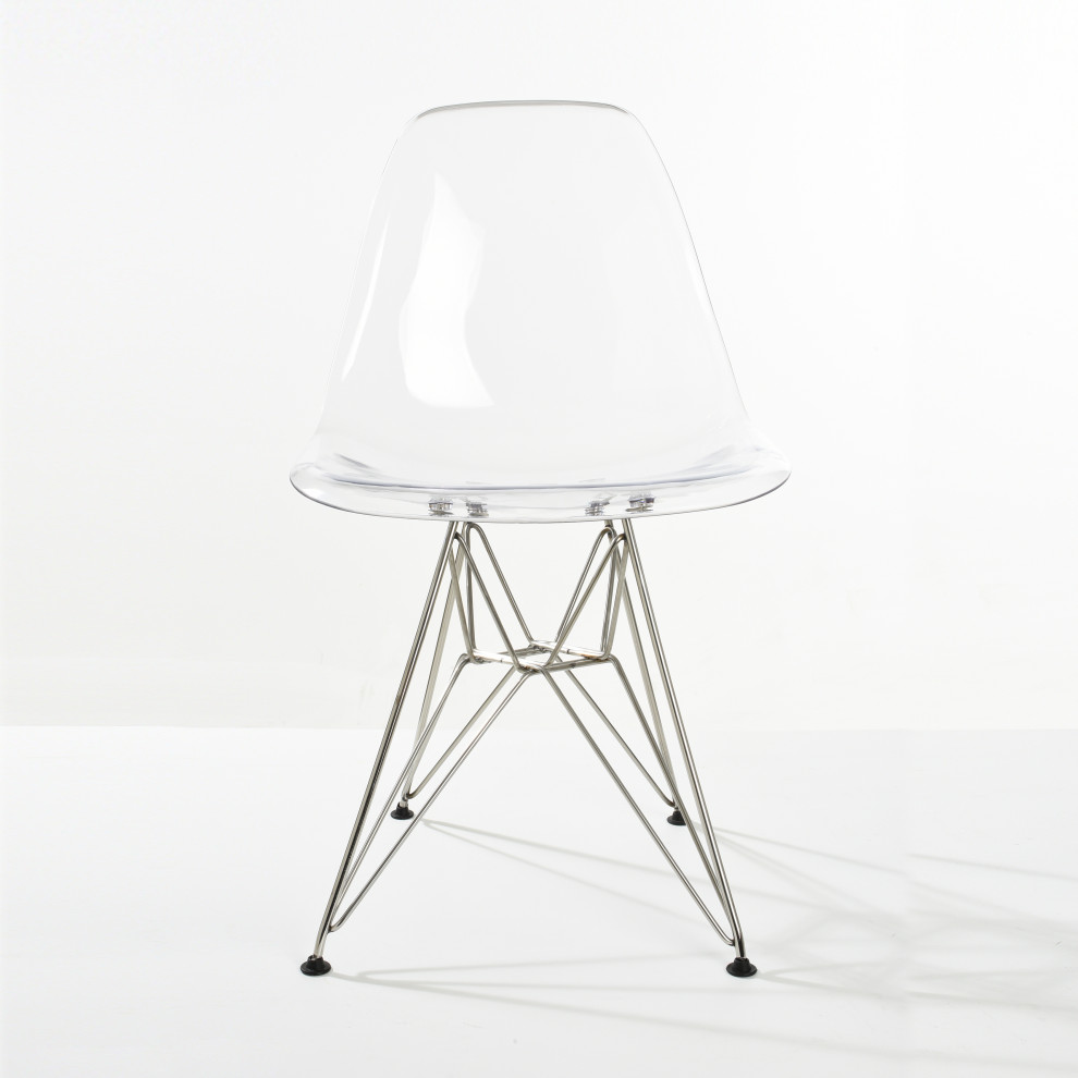 Mod Made Paris Tower Acrylic Clear Set Of 2 Dining Side Chair MM SWAC086 Clear   Midcentury   Dining Chairs   by Mod Made  Houzz