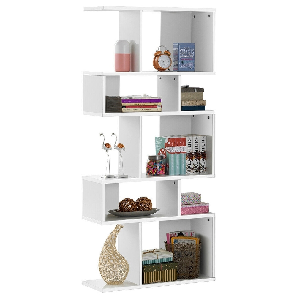 Stylish 5 Tier Geometric Wood Bookshelf   31\