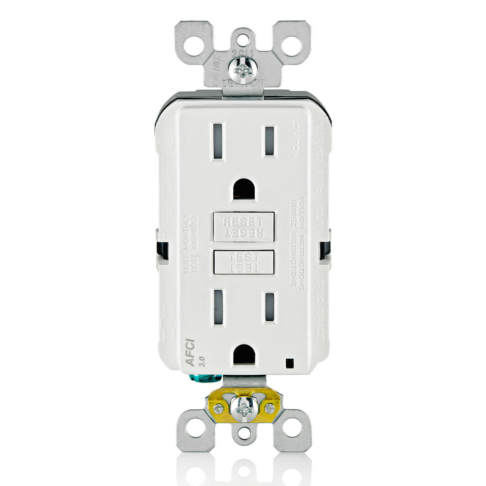 Leviton SmartlockPro AFCI Outlet 15A 125V 2 Pole Duplex White