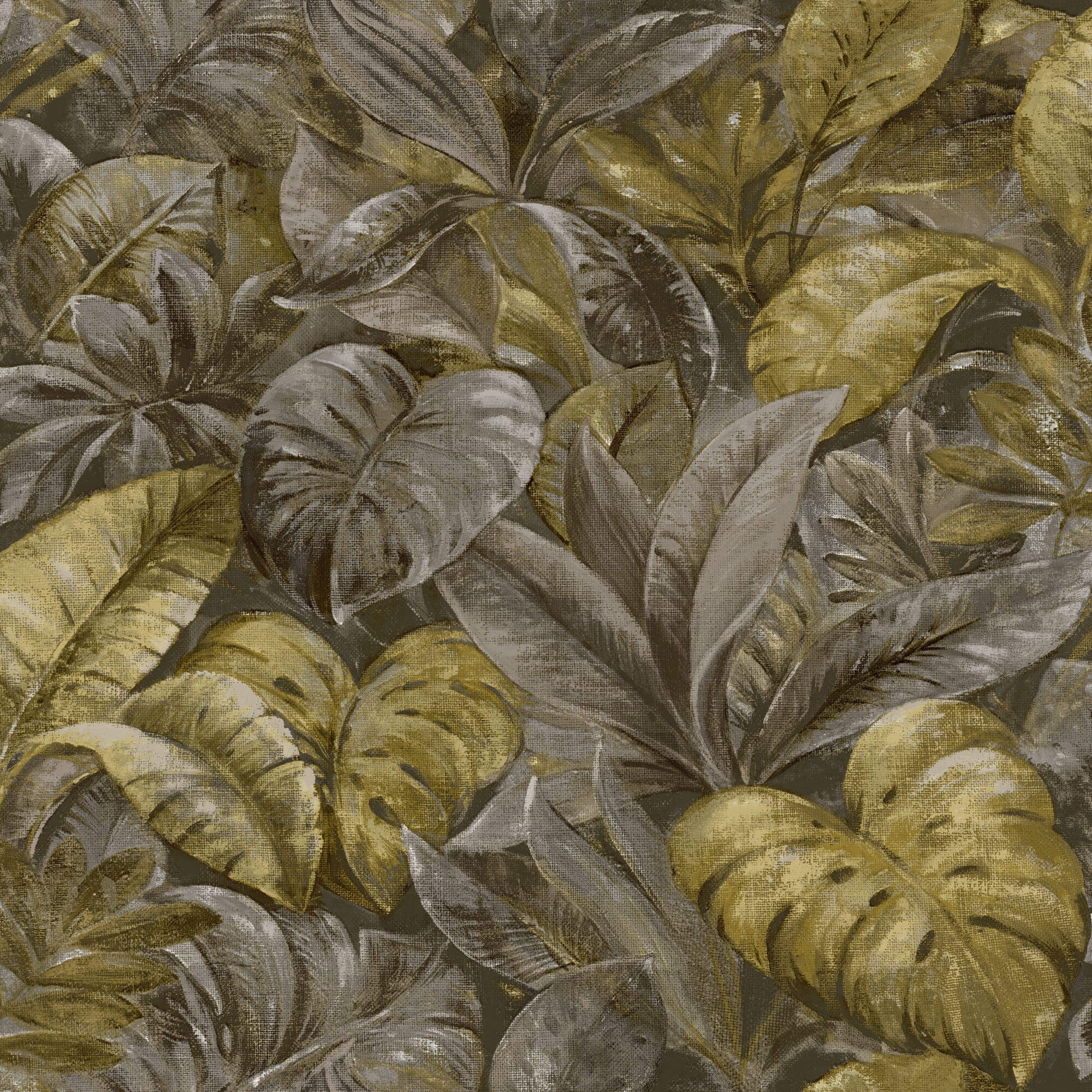 Sample Thick Jungle Foliage Ochre Wallpaper