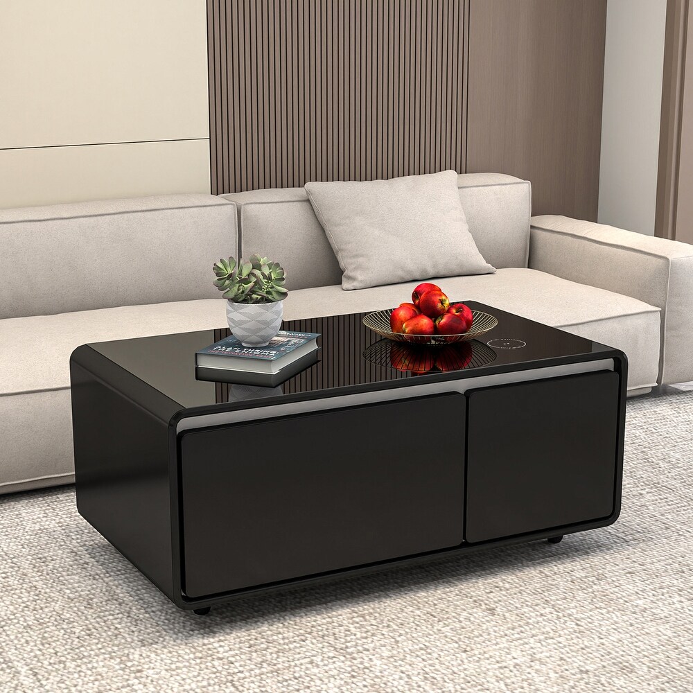 Smart Coffee Table w/ Fridge Drawer/ Charging Station/ Water Interface