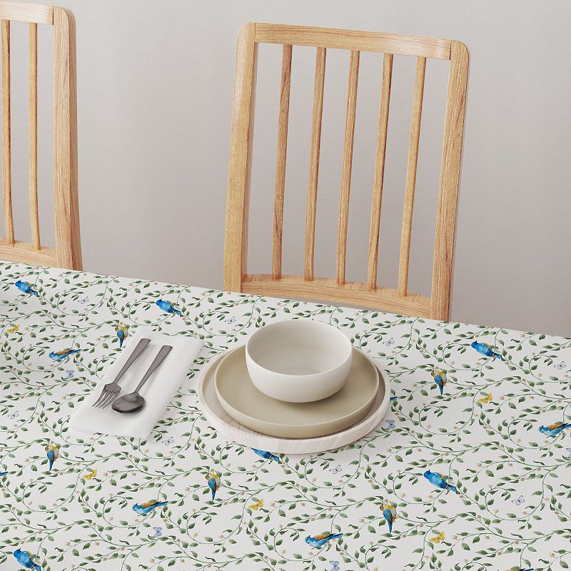 Square Tablecloth， 100% Cotton， 60x60， Birds on Vines