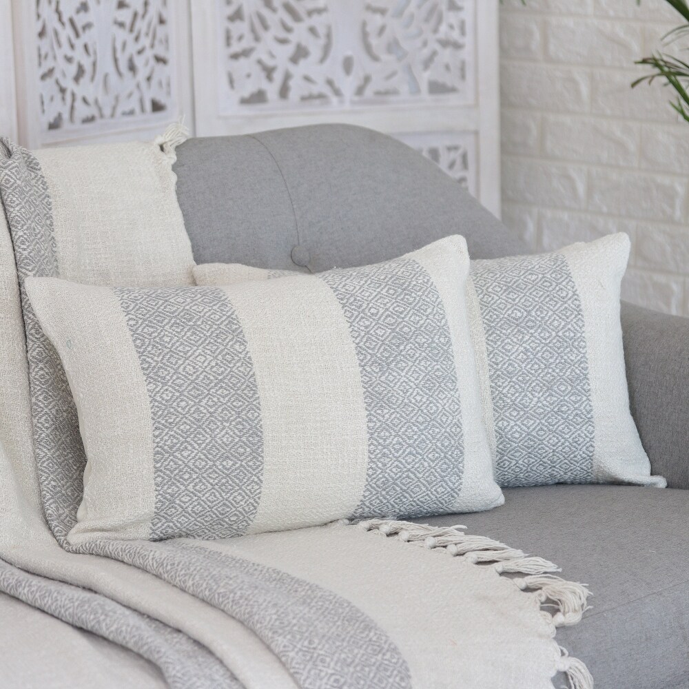 Novica Handmade Diamond Elegance In Grey Cotton Cushion Covers (Pair)