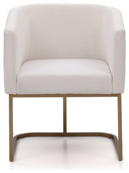 Modrest Yukon Modern White Fabric and Antique Brass Dining Chair   Contemporary   Dining Chairs   by Vig Furniture Inc.  Houzz