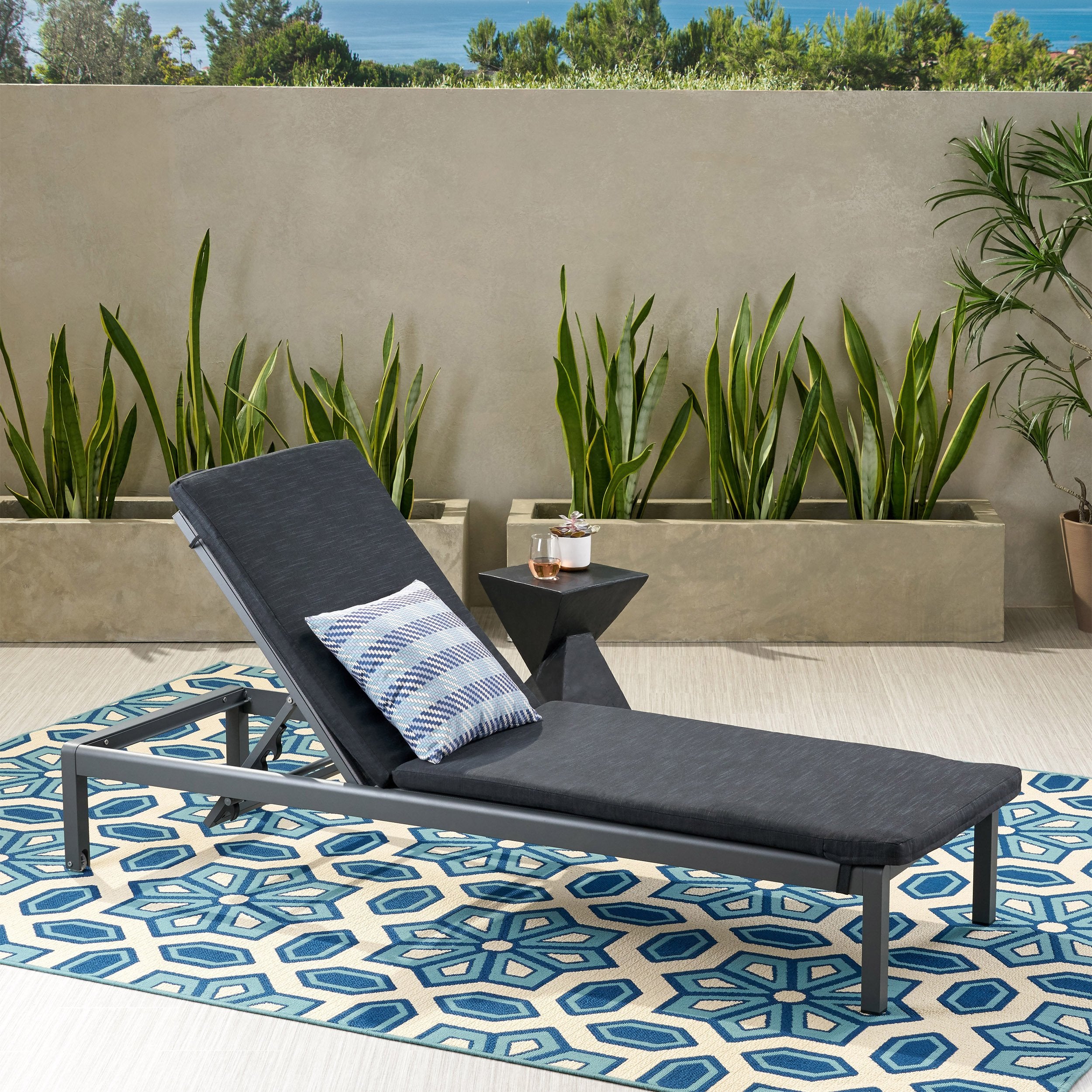 Cherie Modern Outdoor Adjustable Chaise Lounge with Cushion