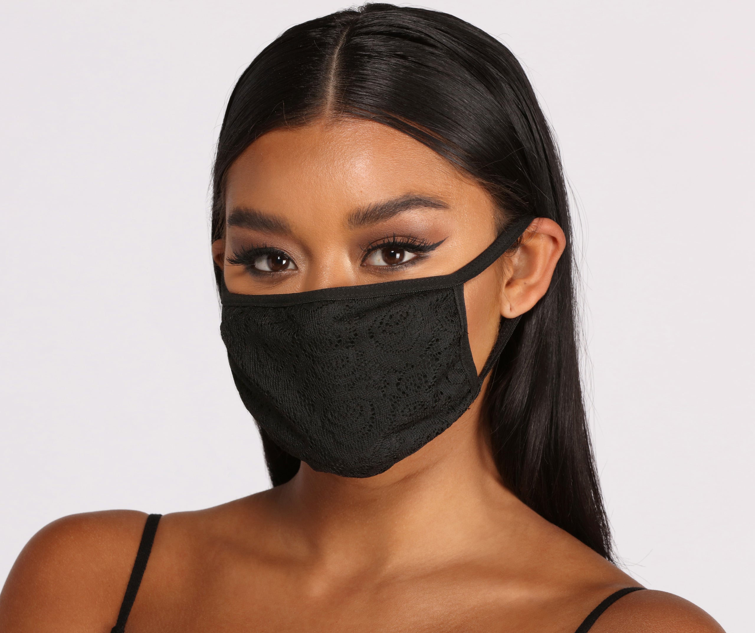 Floral Lace Face Mask With Earloops