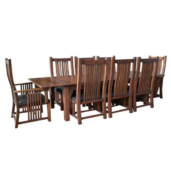 Mission Stow Leaf Table   High Back Chair Dining Set (2 Colors Available)