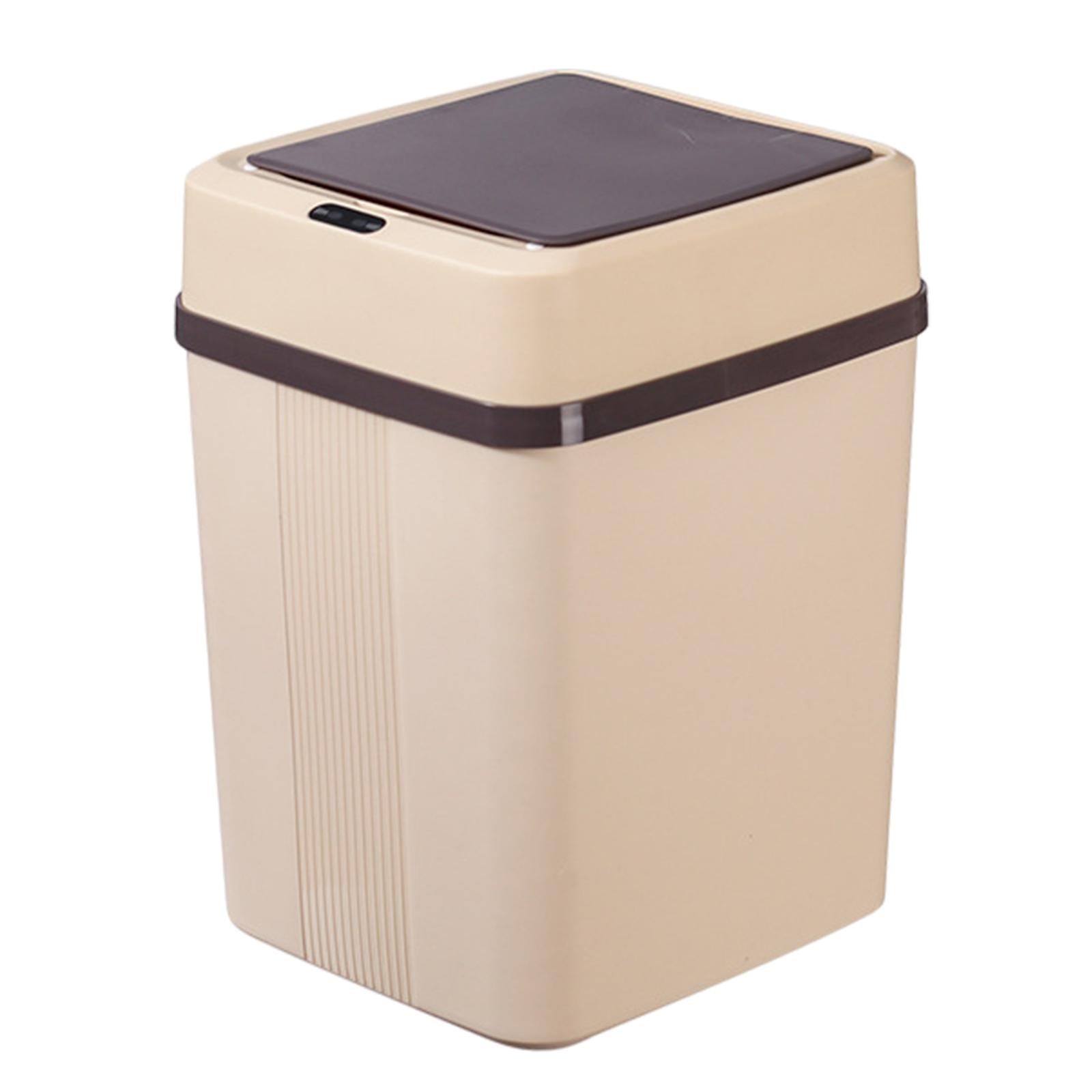 Automatic Trash Can Waterproof Battery Operated Touchless Trash Bin Waste Basket for Bedroom Toilet Bathroom Office - Khaki