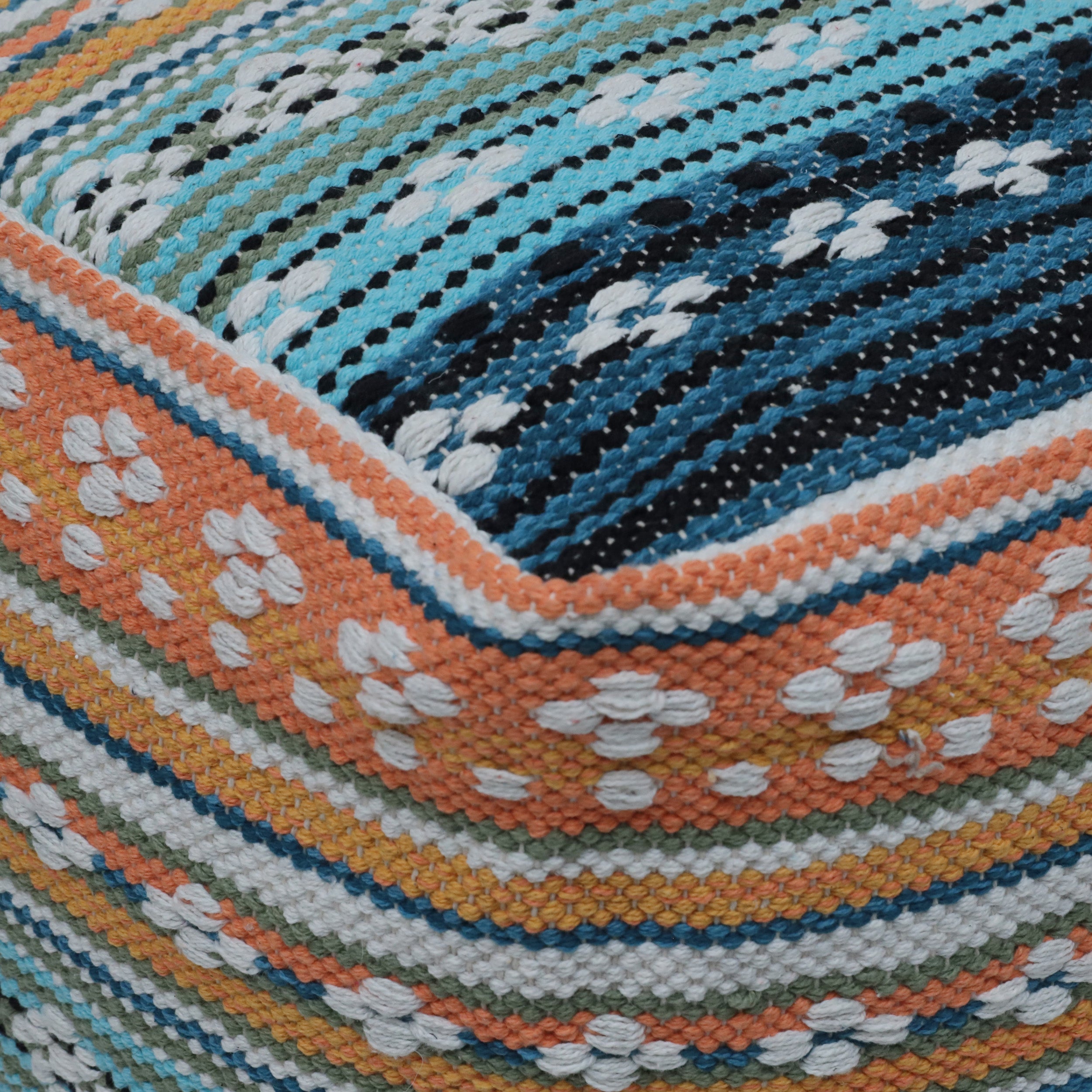 Hilliard Boho Handcrafted Peruvian Print Cube Pouf