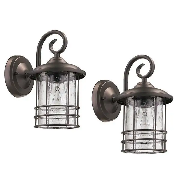 1-Light Outdoor Wall Light with Oil Rubbed Bronze (Set of 2) - 9.8*5.5*7.5 Shopping - The Best Deals on Outdoor Wall Lanterns | 38989481