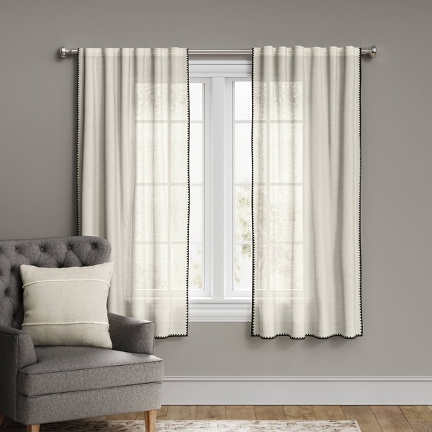 1pc Light Filtering Stitched Edge Window Curtain Panel