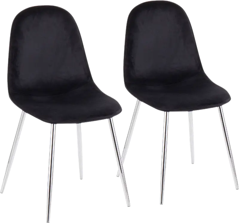 Contemporary Black and Chrome Dining Room Chair (Set of 2) - Pebble