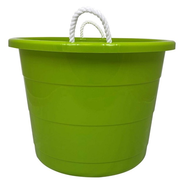 Homz 17 gallon Indoor Outdoor Storage Bucket W rope Handles For Sports Equipment Party Cooler Gardening Toys And Laundry Bold Lime Green 4 Pack